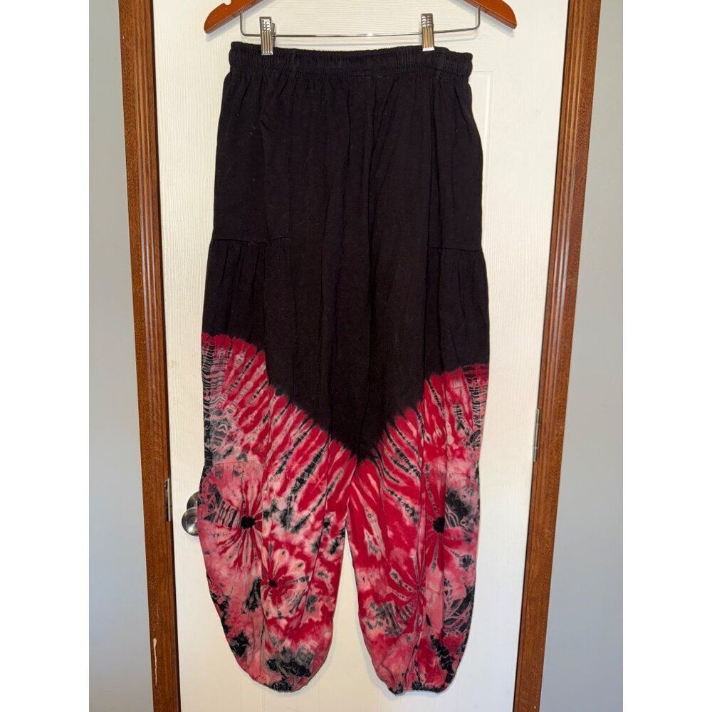 Unique Batik Black & Red Baloon Tie-Dye Pants Materials One Size - Picture 3 of 11